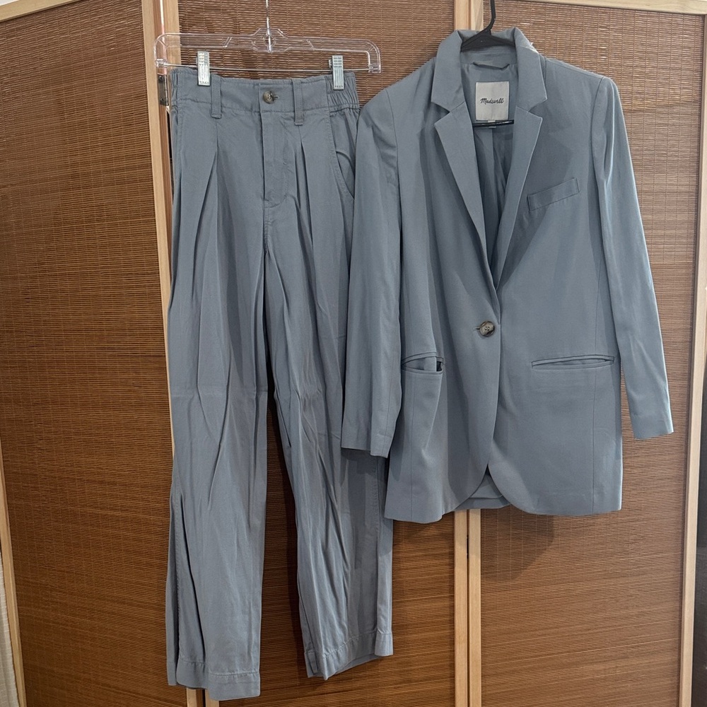 Madewell Light bluish/Gray Blazer and pant set. Good condition.